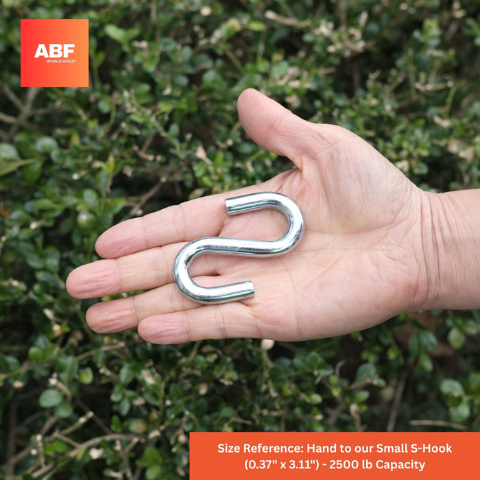 Heavy Duty Steel S Hooks - 0.37" D x 3.11" H – 2500 lb Capacity – Thick 20Mn2 Steel
