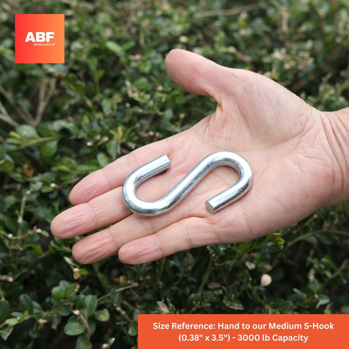 Heavy Duty Steel S Hooks - 0.38" D x 3.5" H – 3000 lb Capacity – Thick 20Mn2 Steel