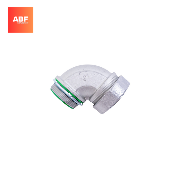 Malleable Iron Liquid-Tight Connector – 90 Degree – Insulated with O-Ring Seal – Various Sizes