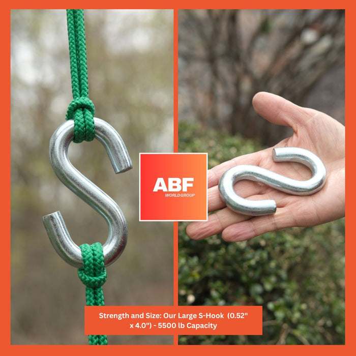 Heavy Duty Steel S Hooks - 0.52" D x 4.0" H – 5500 lb Capacity – Thick 20Mn2 Steel
